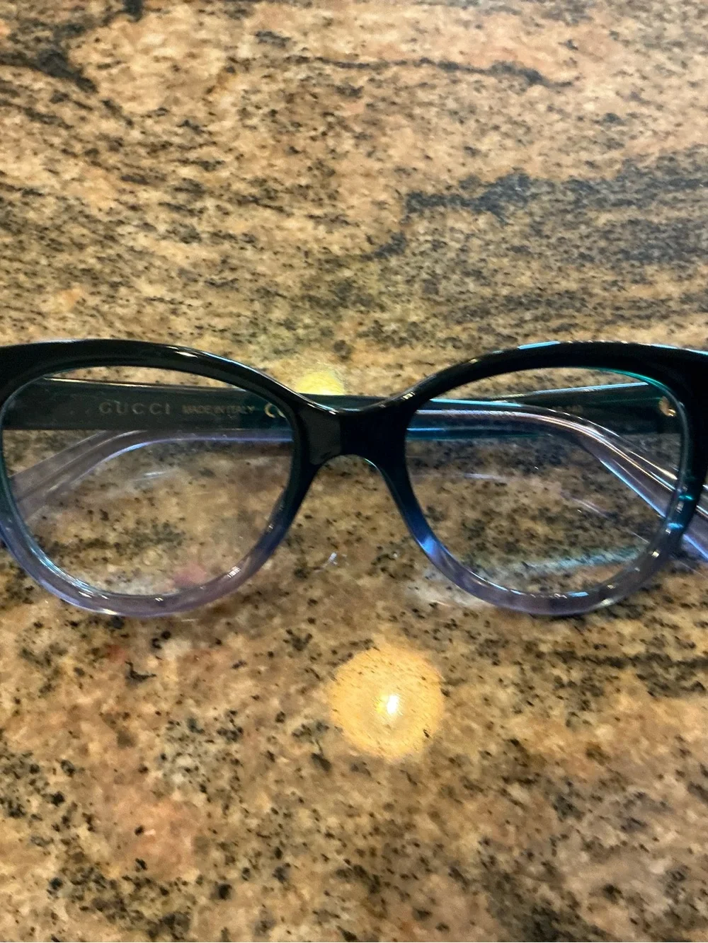 Gucci GG0373O 007 Green Purple Gradient Cat Eye Eyeglasses 47-16-140